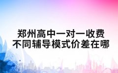 郑州高中一对一收费 不同辅导模式价差在哪