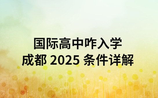 国际高中入学条件