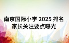 2025南京国际小学排名 家长关注要点曝光