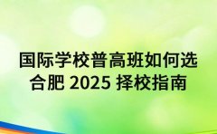 国际学校普高班如何选 合肥 2025 择校指南